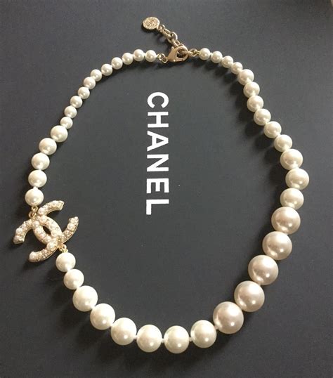 chanel short glass pearl necklace|authentic Chanel necklace for sale.